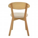 Καρέκλα Canon pakoworld rubberwood σε φυσική απόχρωση με γκρι μπεζ ύφασμα 43x43x79.5εκ