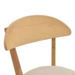 Καρέκλα Canon pakoworld rubberwood σε φυσική απόχρωση με γκρι μπεζ ύφασμα 43x43x79.5εκ