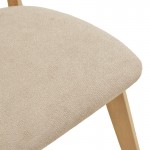 Καρέκλα Canon pakoworld rubberwood σε φυσική απόχρωση με γκρι μπεζ ύφασμα 43x43x79.5εκ