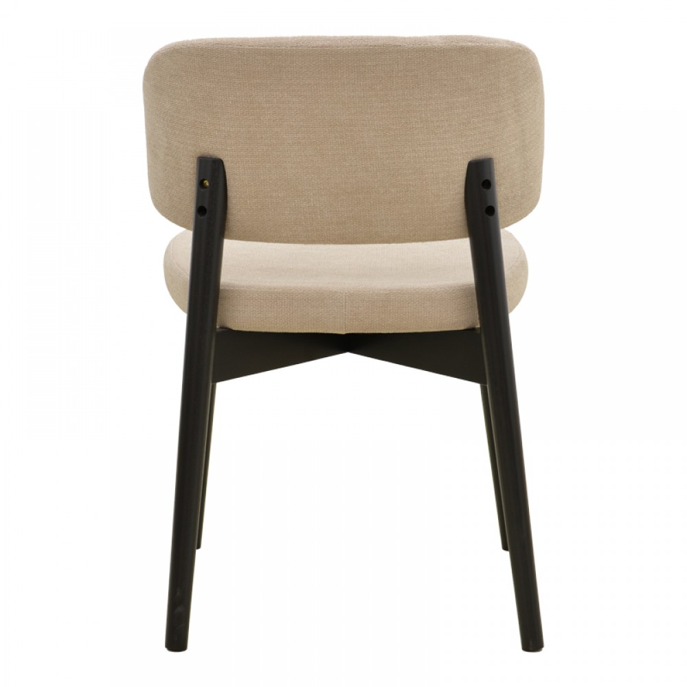 Καρέκλα Siena pakoworld μπεζ ύφασμα μαύρο rubberwood 48x50x81εκ