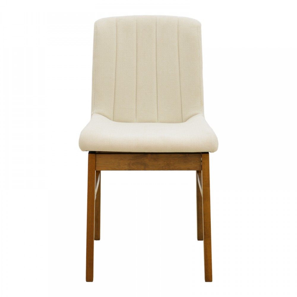 Καρέκλα Dalby pakoworld εκρού ύφασμα καρυδί rubberwood 50x45x85,5εκ