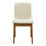 Καρέκλα Dalby pakoworld εκρού ύφασμα καρυδί rubberwood 50x45x85,5εκ