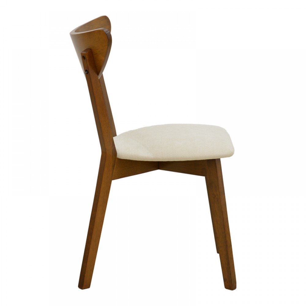Καρέκλα Canon pakoworld καρυδί rubberwood εκρού ύφασμα 43x52x83,5εκ
