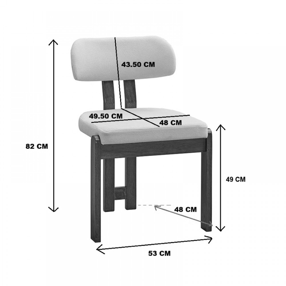 Καρέκλα Genoa pakoworld καρυδί rubberwood και εκρού ύφασμα 50x43x82εκ