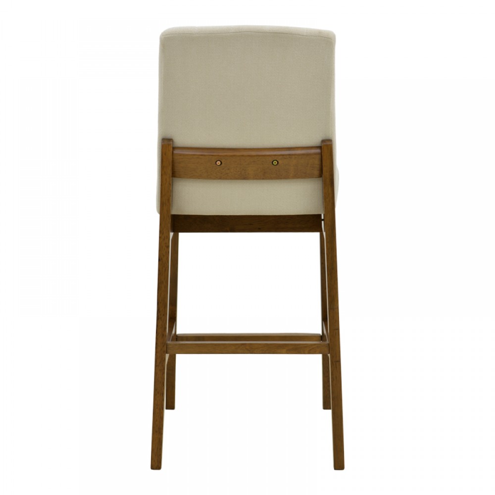 Σκαμπό μπαρ Dalby pakoworld καρυδί rubberwood και εκρού ύφασμα 50x45x102,5εκ
