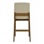 Σκαμπό μπαρ Dalby pakoworld καρυδί rubberwood και εκρού ύφασμα 50x45x102,5εκ