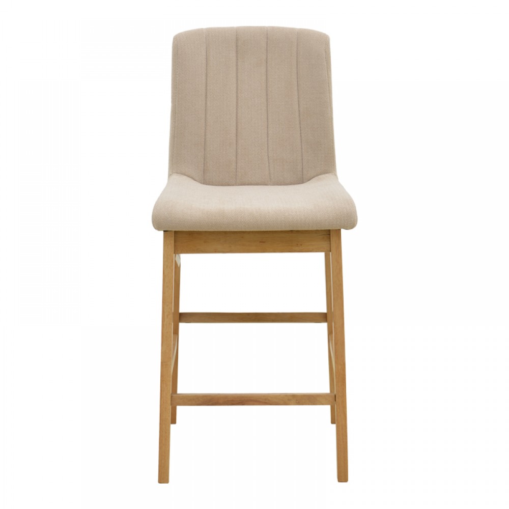 Σκαμπό μπαρ Dalby pakoworld sonoma rubberwood και μπεζ ύφασμα 50x45x102,5εκ