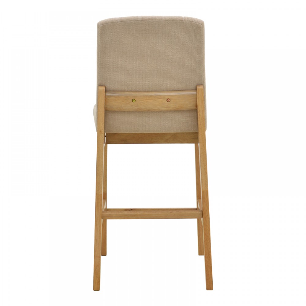 Σκαμπό μπαρ Dalby pakoworld sonoma rubberwood και μπεζ ύφασμα 50x45x102,5εκ