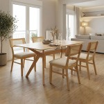 Τραπεζαρία Raffles pakoworld σετ 5τεμ rubberwood με pe rattanσε φυσική απόχρωση 150x90x76εκ