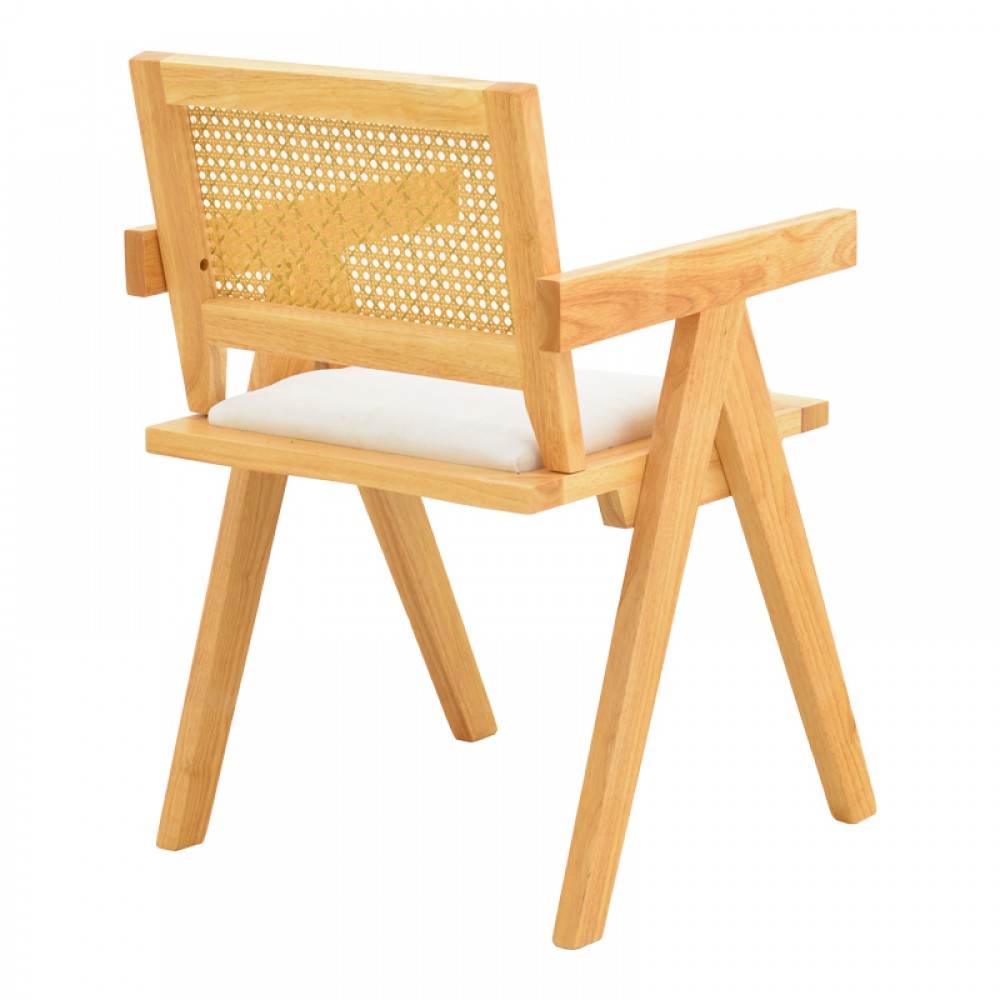 Πολυθρόνα Winslow pakoworld rubberwood σε φυσική απόχρωση-ύφασμα λευκό 51x54x80εκ
