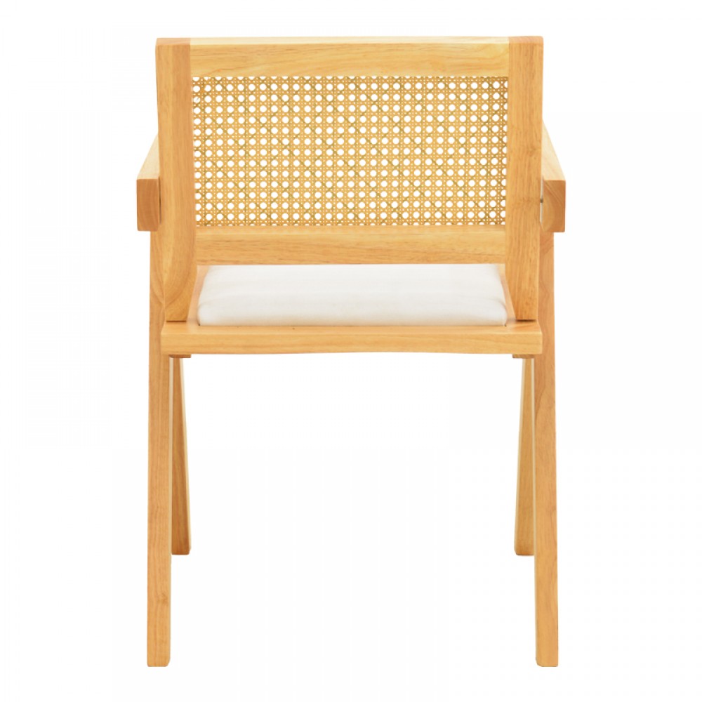 Πολυθρόνα Winslow pakoworld rubberwood σε φυσική απόχρωση-ύφασμα λευκό 51x54x80εκ