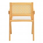 Πολυθρόνα Winslow pakoworld rubberwood σε φυσική απόχρωση-ύφασμα λευκό 51x54x80εκ