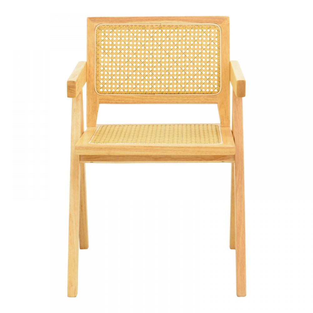 Πολυθρόνα Winslow pakoworld rubberwood-rattan σε φυσική απόχρωση 51x54x80εκ
