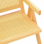 Πολυθρόνα Winslow pakoworld rubberwood-rattan σε φυσική απόχρωση 51x54x80εκ
