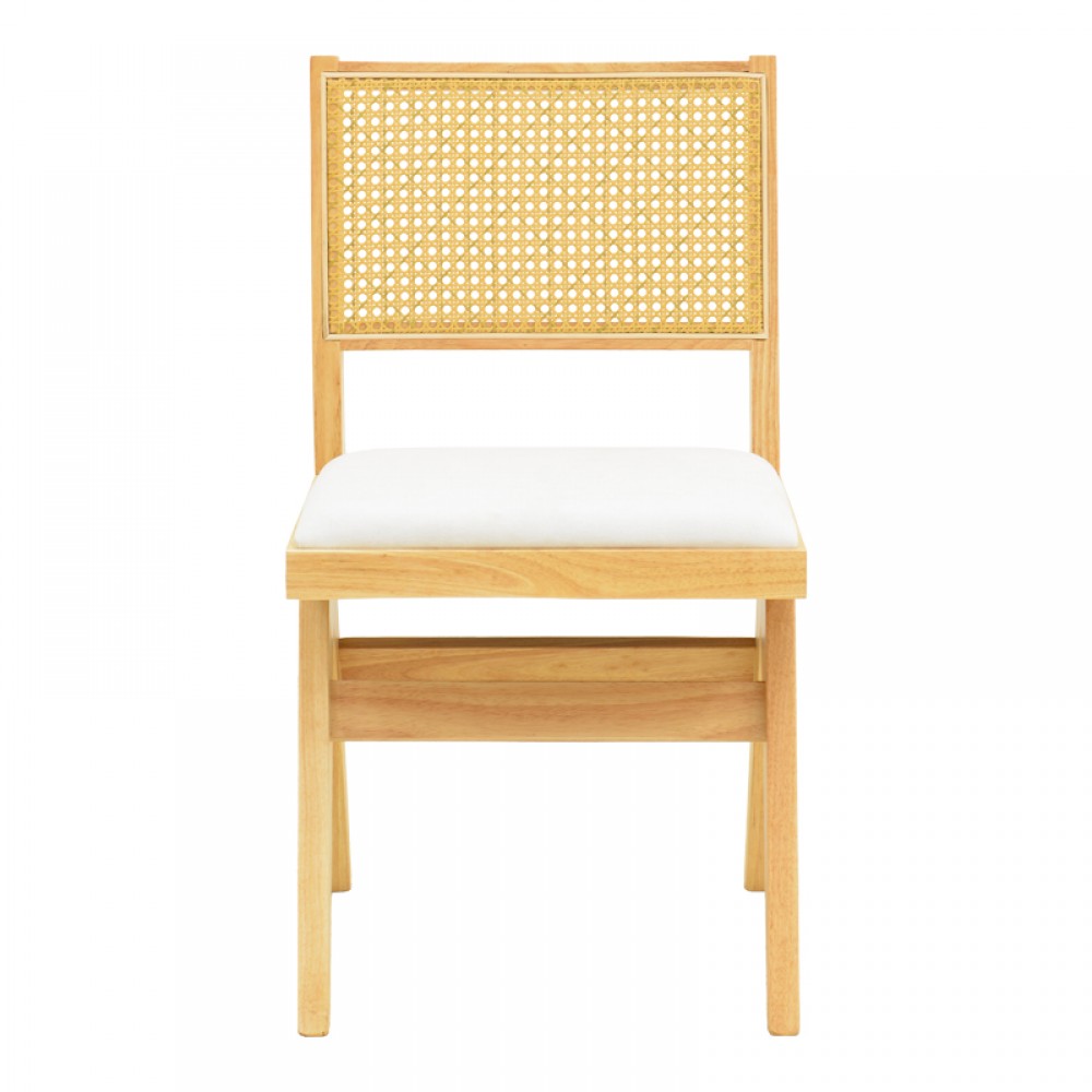 Καρέκλα Winslow pakoworld rubberwood σε φυσική απόχρωση-ύφασμα λευκό 46x58x80εκ