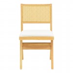 Καρέκλα Winslow pakoworld rubberwood σε φυσική απόχρωση-ύφασμα λευκό 46x58x80εκ