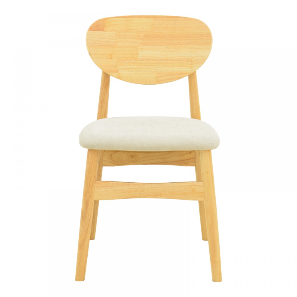 Καρέκλα Cardith pakoworld rubberwood-plywood σε φυσική απόχρωση-ύφασμα γκρι-μπεζ 48x51x78εκ