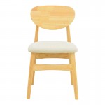 Καρέκλα Cardith pakoworld rubberwood-plywood σε φυσική απόχρωση-ύφασμα γκρι-μπεζ 48x51x78εκ