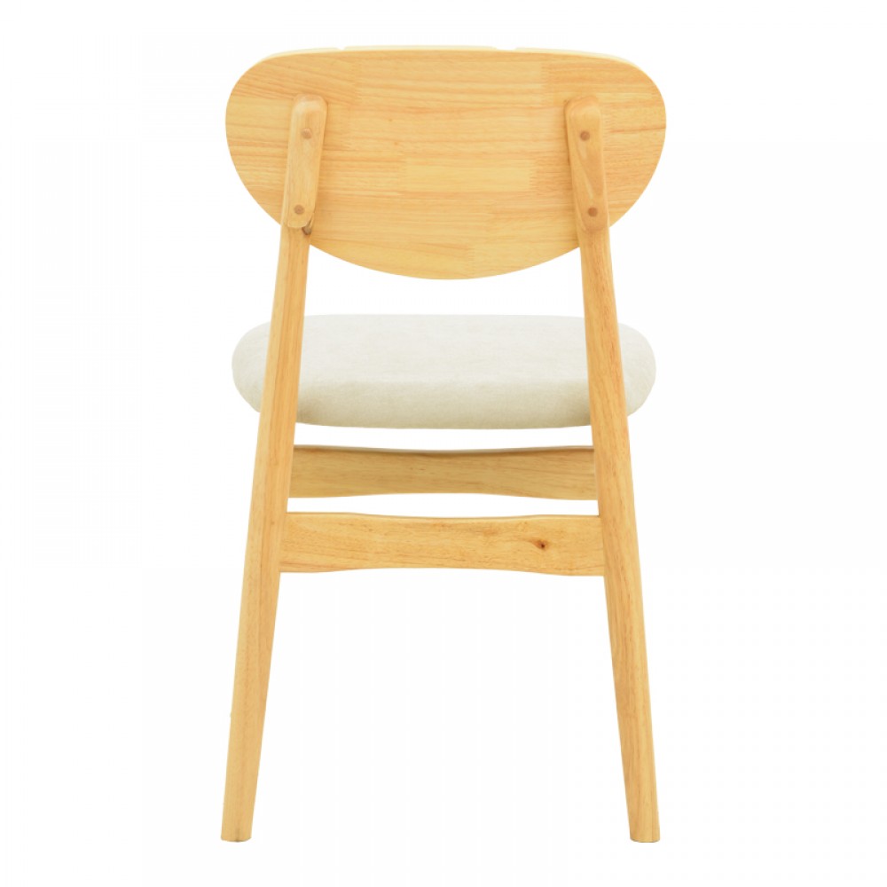 Καρέκλα Cardith pakoworld rubberwood-plywood σε φυσική απόχρωση-ύφασμα γκρι-μπεζ 48x51x78εκ