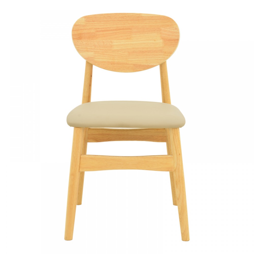 Καρέκλα Cardith pakoworld rubberwood-plywood σε φυσική απόχρωση-pu μπεζ 48x51x78εκ