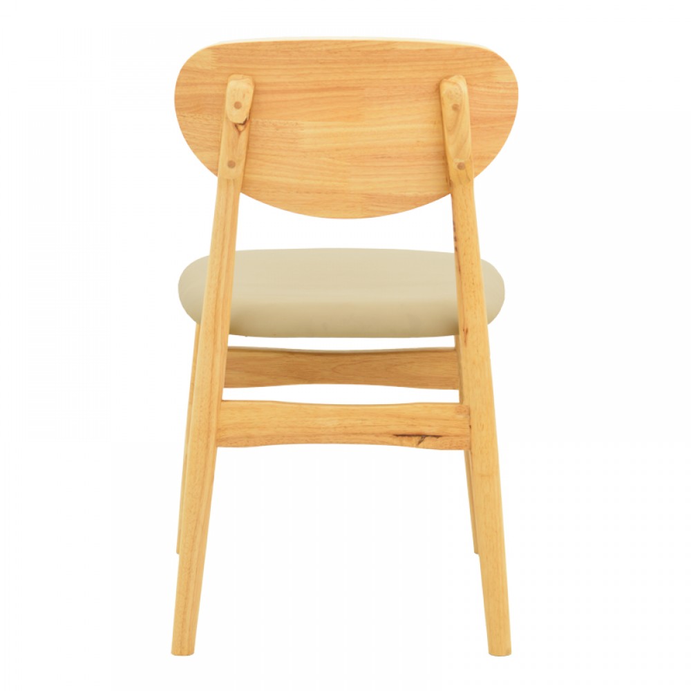 Καρέκλα Cardith pakoworld rubberwood-plywood σε φυσική απόχρωση-pu μπεζ 48x51x78εκ