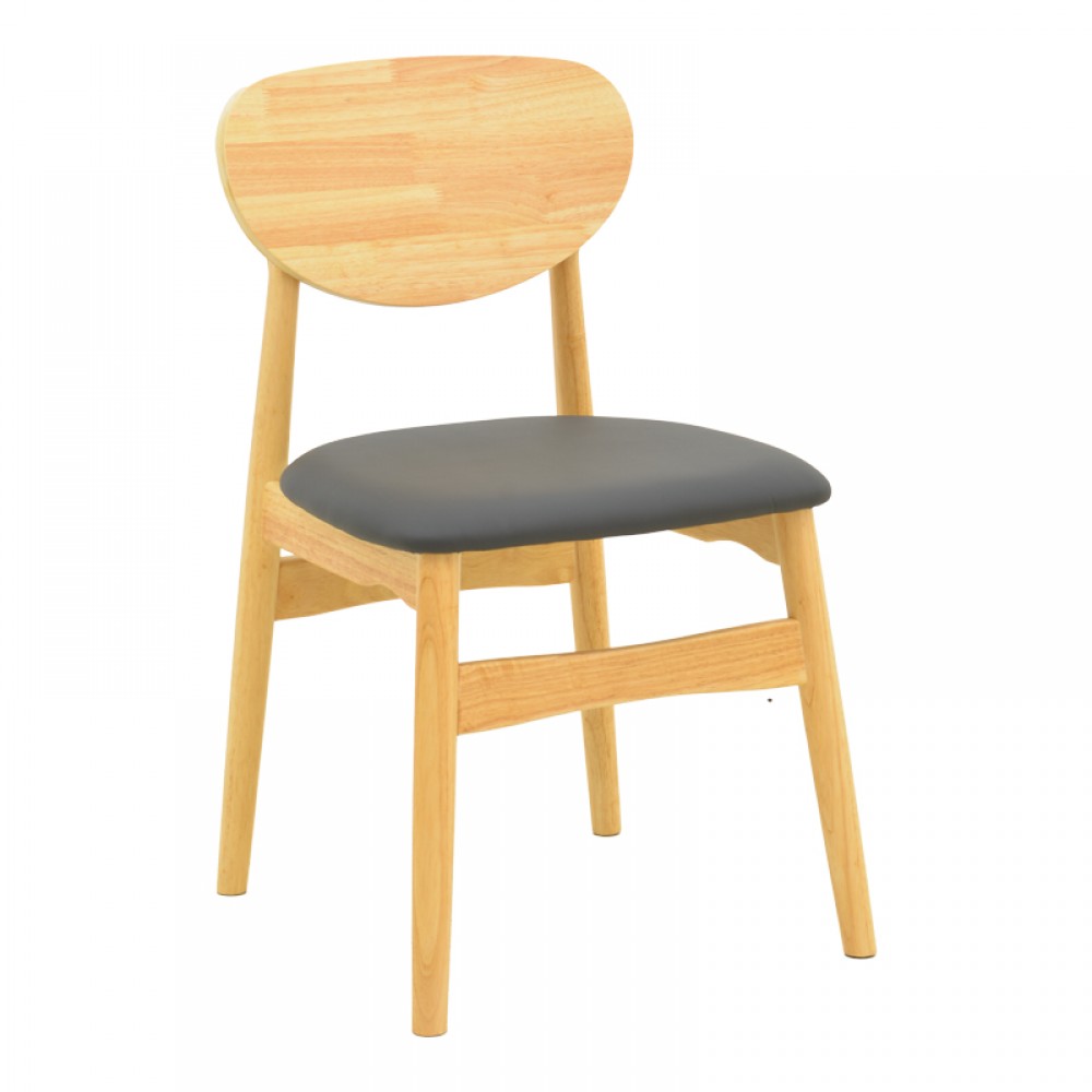 Καρέκλα Cardith pakoworld rubberwood-plywood σε φυσική απόχρωση-pu μαύρο 48x51x78εκ