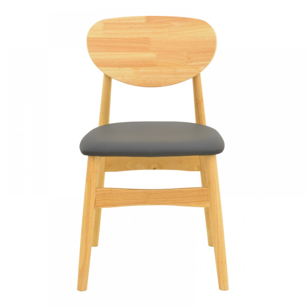 Καρέκλα Cardith pakoworld rubberwood-plywood σε φυσική απόχρωση-pu μαύρο 48x51x78εκ