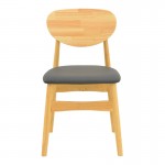 Καρέκλα Cardith pakoworld rubberwood-plywood σε φυσική απόχρωση-pu μαύρο 48x51x78εκ