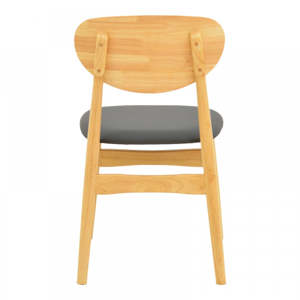 Καρέκλα Cardith pakoworld rubberwood-plywood σε φυσική απόχρωση-pu μαύρο 48x51x78εκ