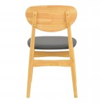 Καρέκλα Cardith pakoworld rubberwood-plywood σε φυσική απόχρωση-pu μαύρο 48x51x78εκ