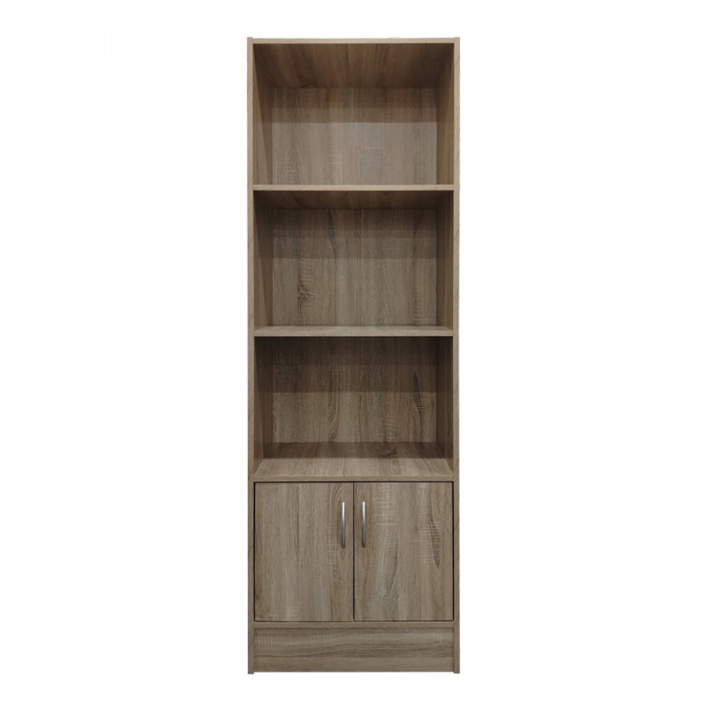 Βιβλιοθήκη Tekaro I pakoworld σε sonoma απόχρωση 57x33x180εκ