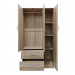 Ντουλάπα τρίφυλλη με 2 συρτάρια Lego pakoworld σε sonoma απόχρωση 90x42x180εκ