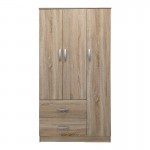 Ντουλάπα τρίφυλλη με 2 συρτάρια Lego pakoworld σε sonoma απόχρωση 90x42x180εκ