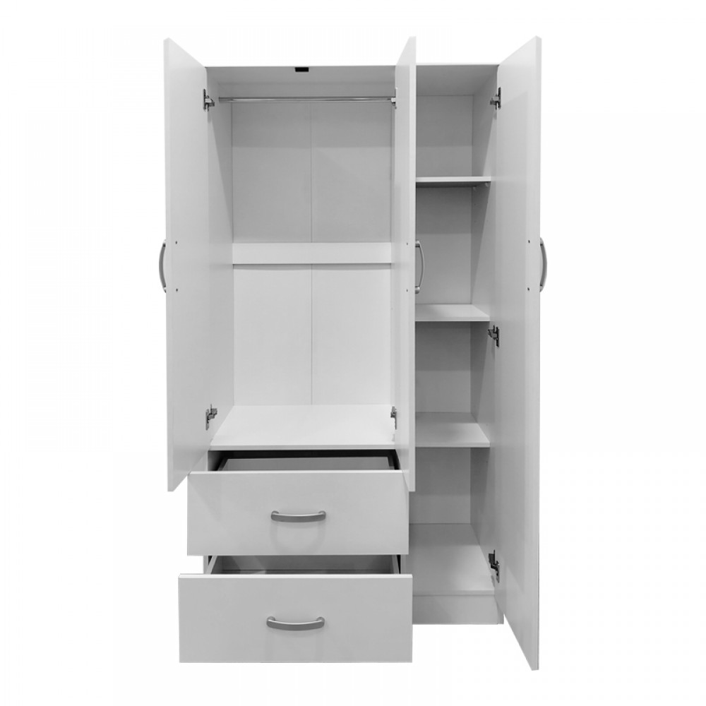 Ντουλάπα τρίφυλλη με 2 συρτάρια Lego pakoworld σε λευκή απόχρωση 90x42x180εκ