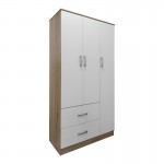 Ντουλάπα τρίφυλλη με 2 συρτάρια Lego pakoworld σε sonoma-λευκή απόχρωση 90x42x180εκ