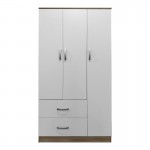 Ντουλάπα τρίφυλλη με 2 συρτάρια Lego pakoworld σε sonoma-λευκή απόχρωση 90x42x180εκ