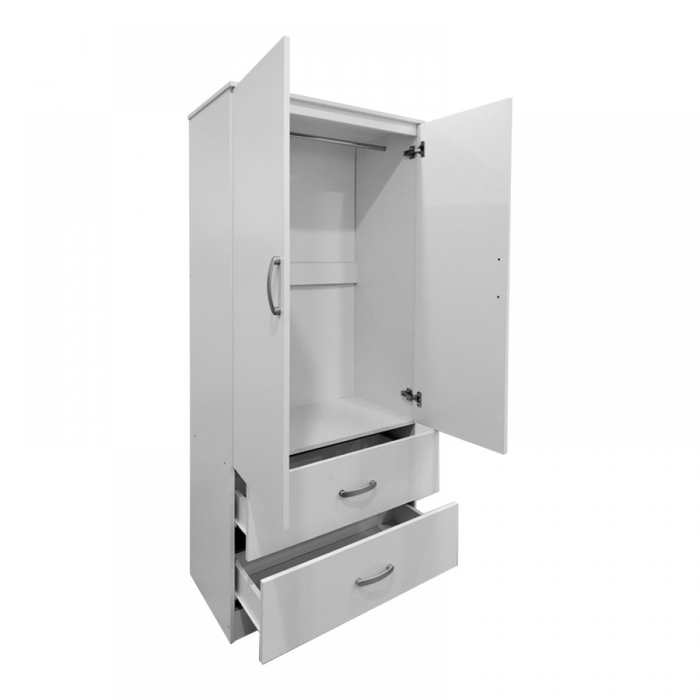 Ντουλάπα δίφυλλη με 2 συρτάρια Lego pakoworld σε λευκή απόχρωση 80x42x180εκ