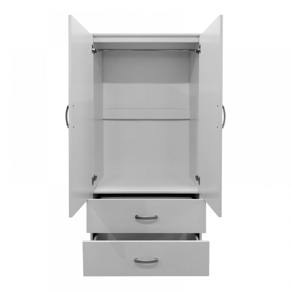 Ντουλάπα δίφυλλη με 2 συρτάρια Lego pakoworld σε λευκή απόχρωση 80x42x180εκ