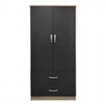 Ντουλάπα δίφυλλη με 2 συρτάρια Lego pakoworld σε sonoma-ανθρακί απόχρωση 80x42x180εκ