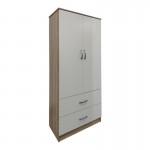 Ντουλάπα δίφυλλη με 2 συρτάρια Lego pakoworld σε sonoma-λευκή απόχρωση 80x42x180εκ