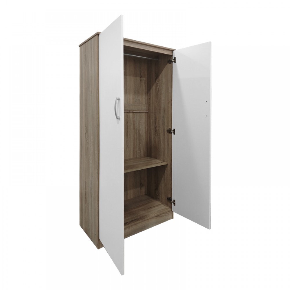 Ντουλάπα δίφυλλη Lego pakoworld σε sonoma-λευκή απόχρωση 80x42x180εκ