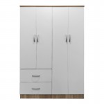 Ντουλάπα τετράφυλλη με 2 συρτάρια Lego pakoworld σε sonoma-λευκή απόχρωση 120.5x42x181εκ