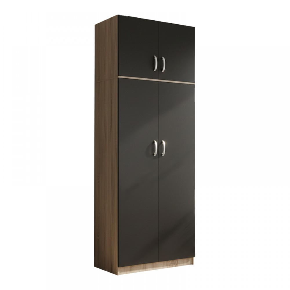 Ντουλάπα δίφυλλη και πατάρι Lego pakoworld σε sonoma-ανθρακί απόχρωση 80x42x240εκ