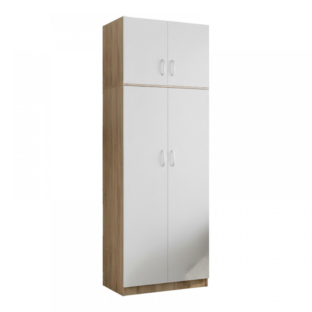 Ντουλάπα δίφυλλη και πατάρι Lego pakoworld σε sonoma-λευκή απόχρωση 80x42x240εκ