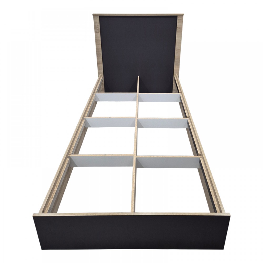 Κρεβάτι Athos pakoworld σε sonoma-ανθρακί απόχρωση 90x190εκ