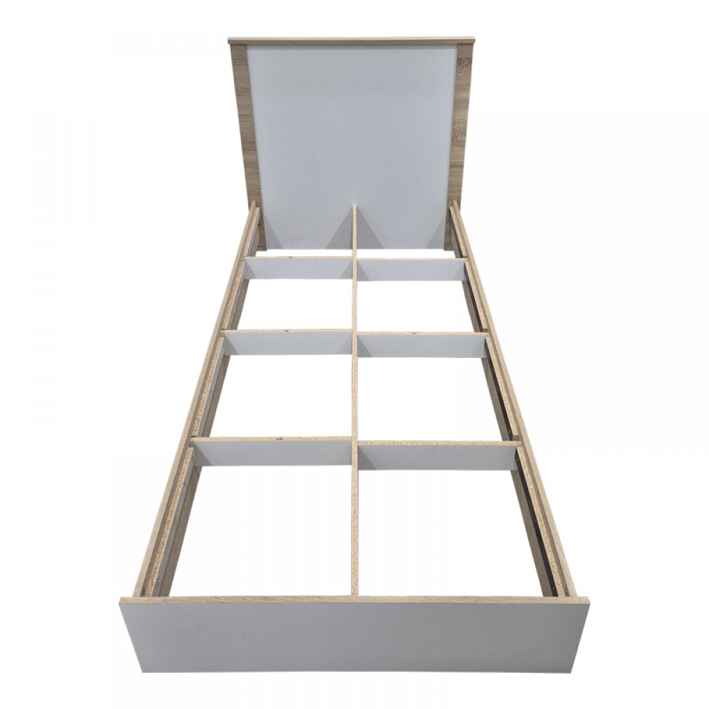 Κρεβάτι Athos pakoworld σε sonoma-λευκό απόχρωση 90x190εκ