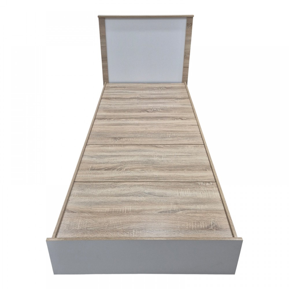 Κρεβάτι Athos pakoworld σε sonoma-λευκό απόχρωση 90x190εκ