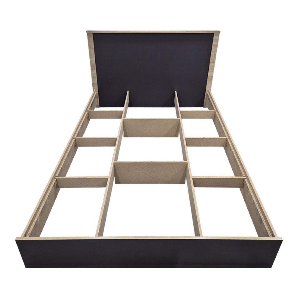 Κρεβάτι Athos pakoworld σε sonoma-ανθρακί απόχρωση 140x200εκ