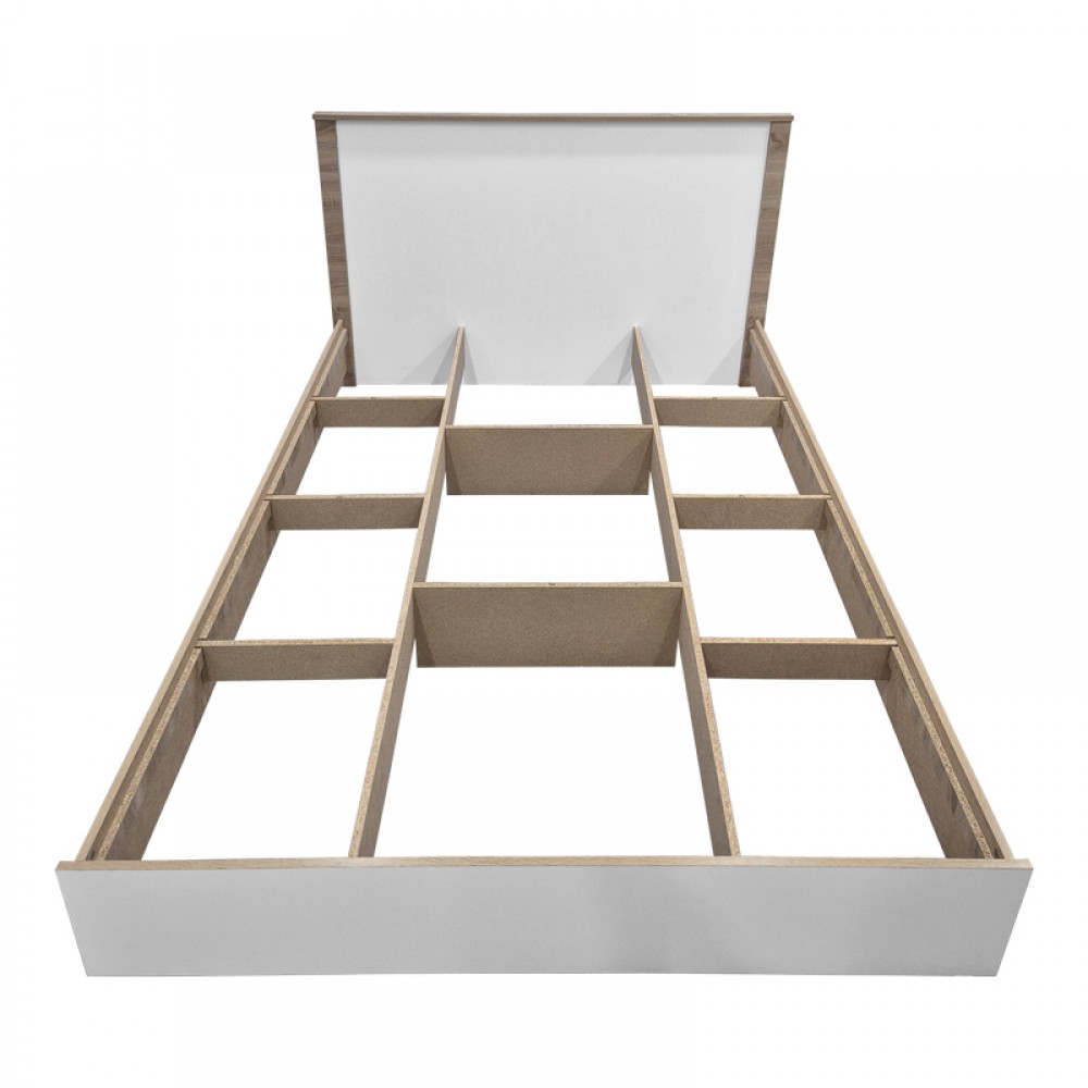 Κρεβάτι Athos pakoworld σε sonoma-λευκή απόχρωση 140x200εκ