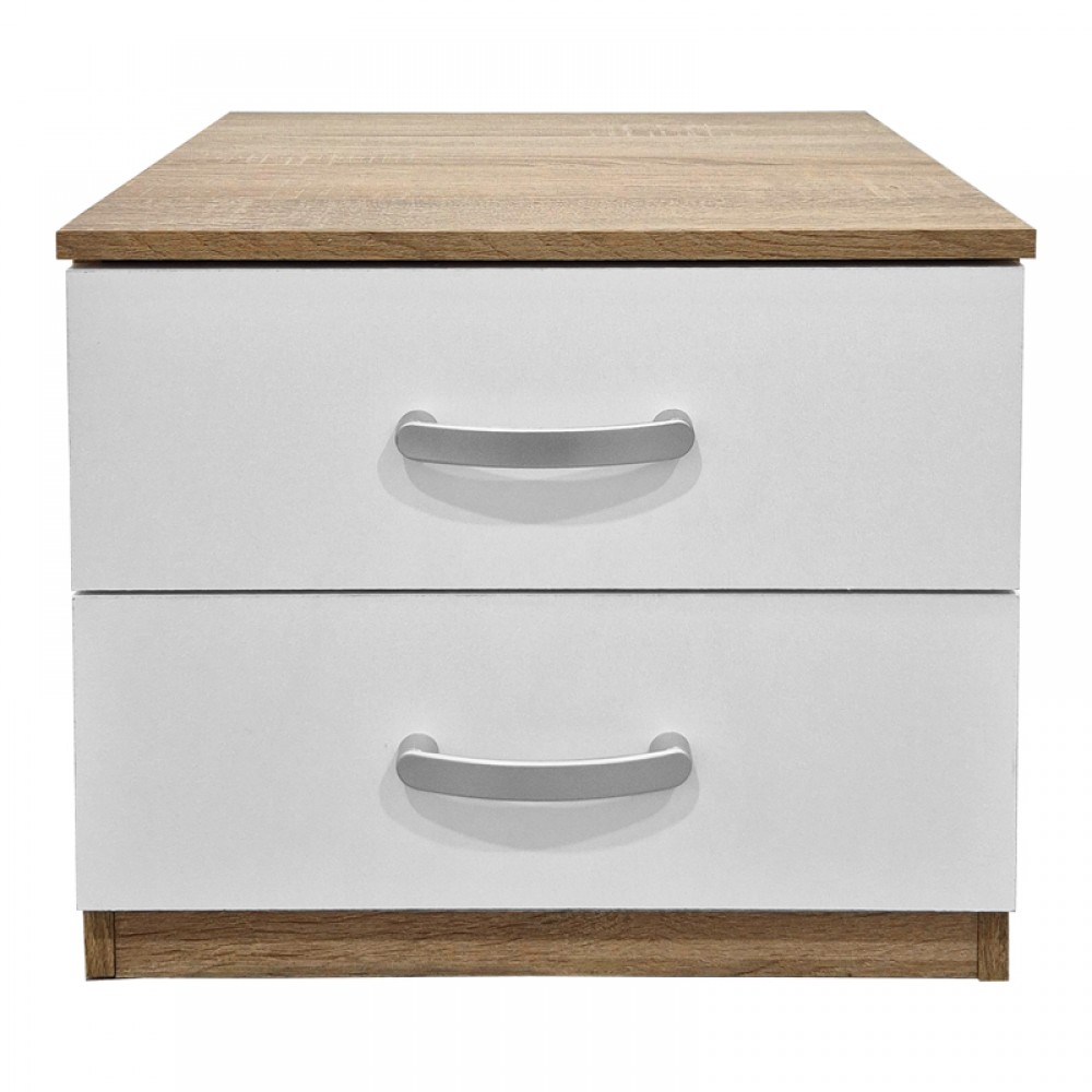 Κομοδίνο Athos pakoworld σε sonoma-λευκή απόχρωση 48x40x41.5εκ